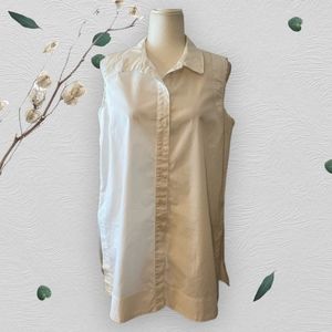 Marled Reunited White Sleeveless Blouse Sz L